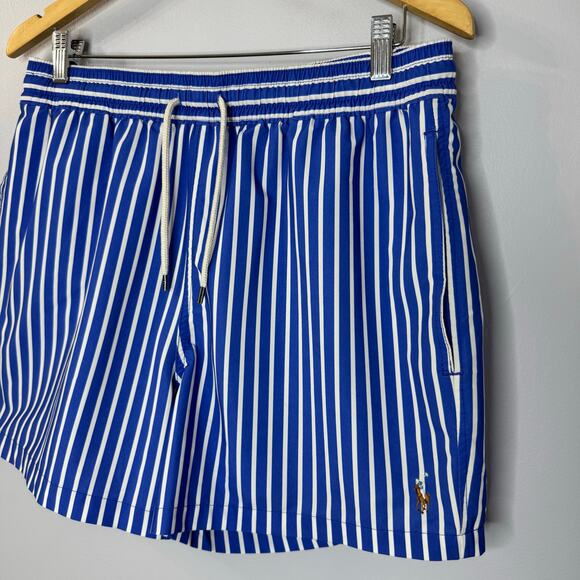 Polo Ralph Lauren Stretch Slim Fit Swim Trunk Iris Blue Stripe Preppy Coastal XL - Picture 9 of 14